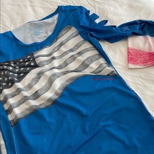 Reel Legends Blue and White Performance Top